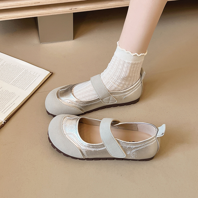 Size 35-42, Plus-size Women's Shoes 41-43, Mary Jane Retro Color-blocked Soft-soled Soft Leather Loafers 41_vogvips.com