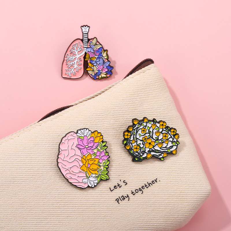 Organ, Flower Pattern Cartoon Style Pin Organ Flower Alloy Stoving Varnish Unisex Brooches