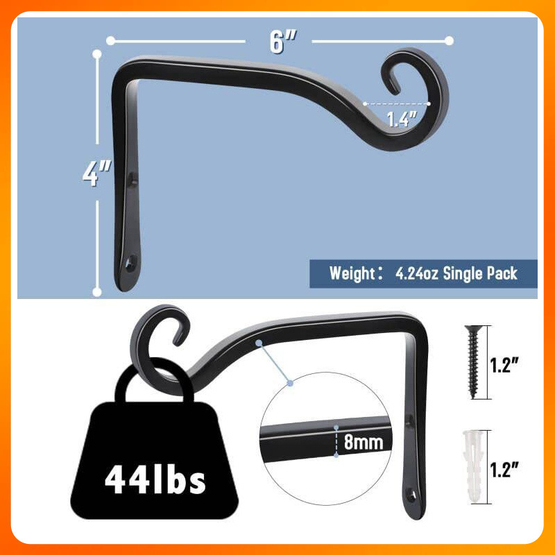 ✅10英寸  6英寸花篮花盆挂钩悬挂式植物架挂钩喂鸟器挂钩铁艺钩