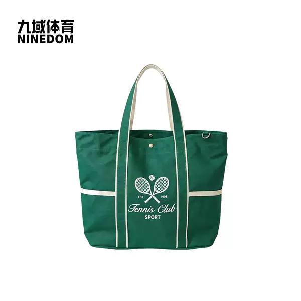 Nine Domains Sports American Retro Tennis Club Tote Bag Wear-Resistant Canvas Outdoor Training Portable Storage Bag