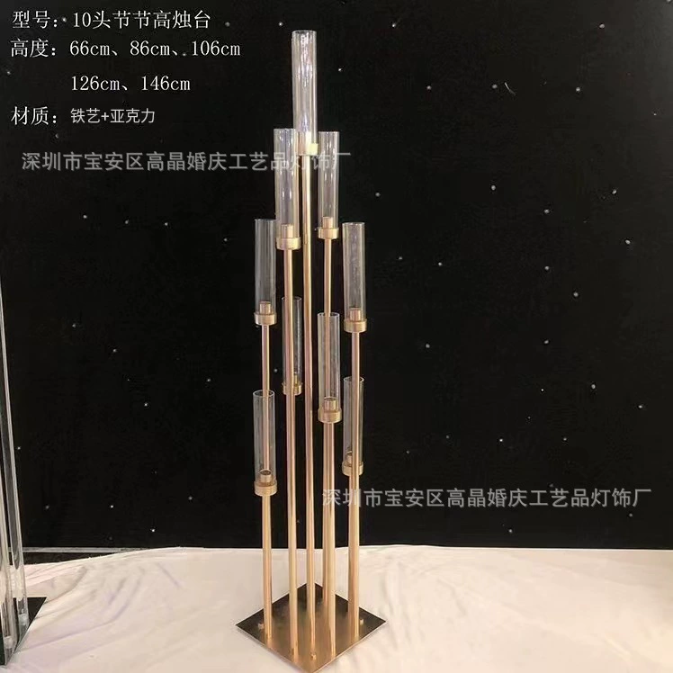 Железная много-глав candlestick гальваника металл секция высокий подсвечник свадебное украшение главный стол компоновка фестиваль вечеринка дорожка ведущий
