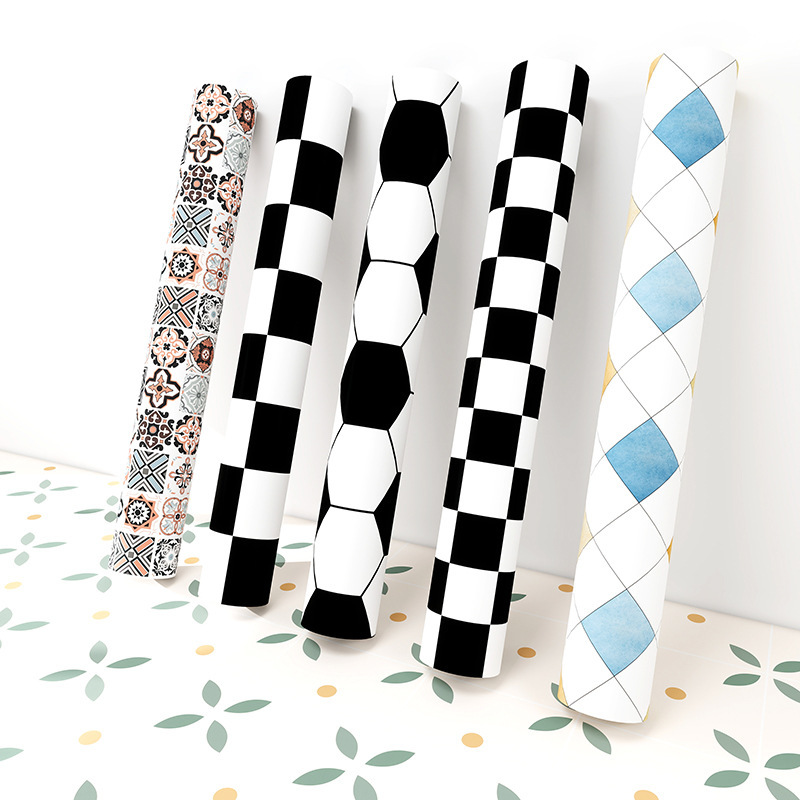 Bathroom and Kitchen Floor Stickers Are Waterproof and Wear-Resistant, Self-Adhesive Toilet Floor Non-Slip Floor Stickers, Wallpaper and Floor Leather