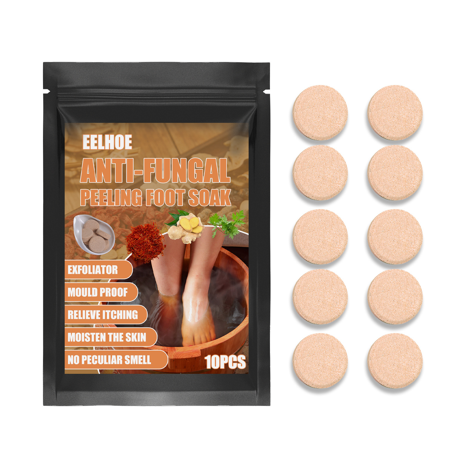 Eelhoe Bath Old Ginger Tabletten zum Vertreiben von Kälte und Entfernen von Feuchtigkeit, Reparatur grauer Nägel, Einweichtabletten, Fußpflege_voghion.com