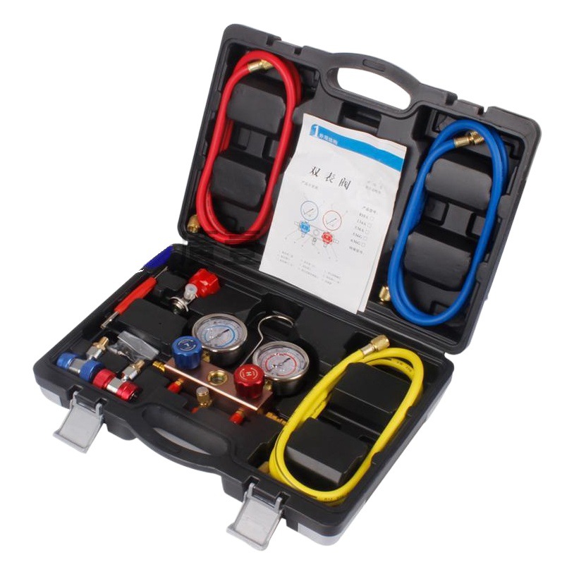 Coche refrigerante manómetro coche aire acondicionado reparación herramienta coche aire acondicionado fluoración herramienta aceite de silicona traje