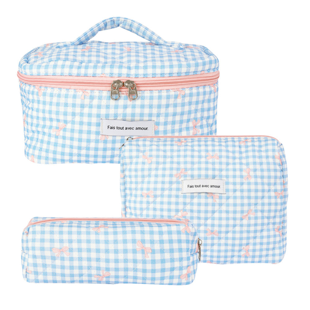 Bolsos de maquillaje portátiles de gran capacidad, pequeñas flores trituradas, acolchados portátiles, algodón, flores encantadoras, estudiantes viajeros