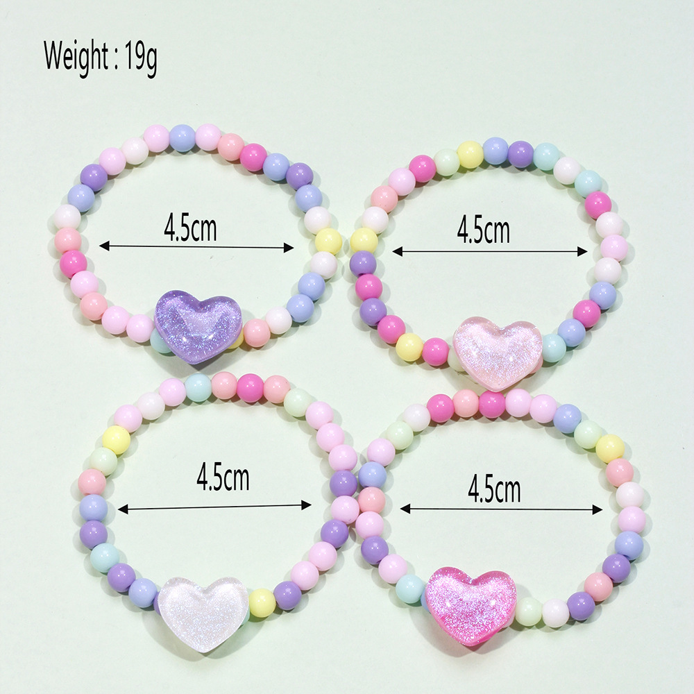 1 Set Sweet Heart Shape Arylic Kidu0027S Bracelets