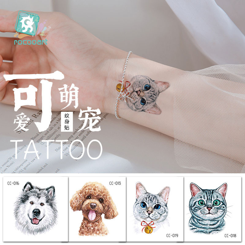 Cross-border supply of new cute pet cartoon tattoo stickers cute kitten puppy animal tattoo stickers rabbit stickers