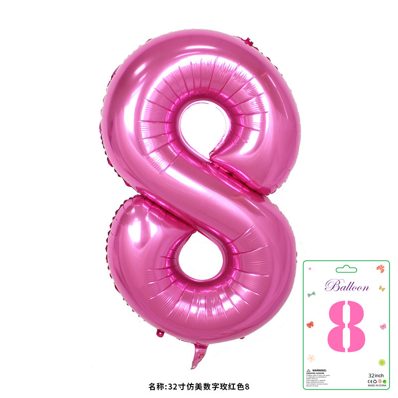 32寸卡装美版数字0到9气球儿童生日派对装饰婚庆婚房布置数字气球|undefined