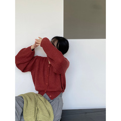 江左 法式复古慵懒感羊毛针织开衫女秋季新款高级感毛衣外套 8610