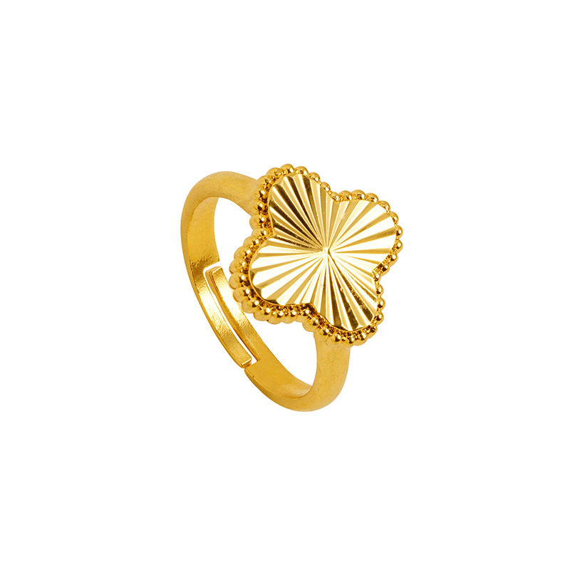 Flores de lujo ligero de cuatro hojas, anillos de flores de oro de arena vietnamita, estilo chino en vivo, explosión de la misma manera, simple y versátil.