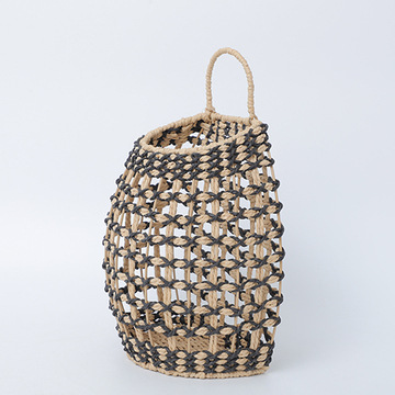 Cestas de flores portátiles tejidas a mano tejidas de paja pequeñas macetas colgadas de pared de caña tejidas cestas colgadas de calabaza de agua colgadas de hierba flor seca vasos