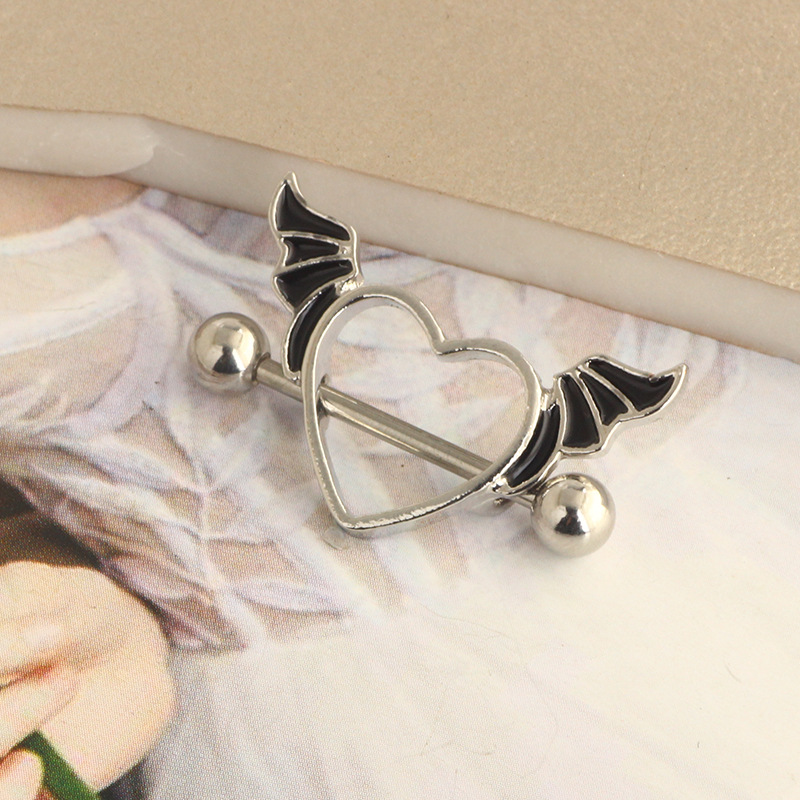 Stainless Steel Material Retro Angel Heart Shape Stainless Steel Plating Belly Ring 1 Piece