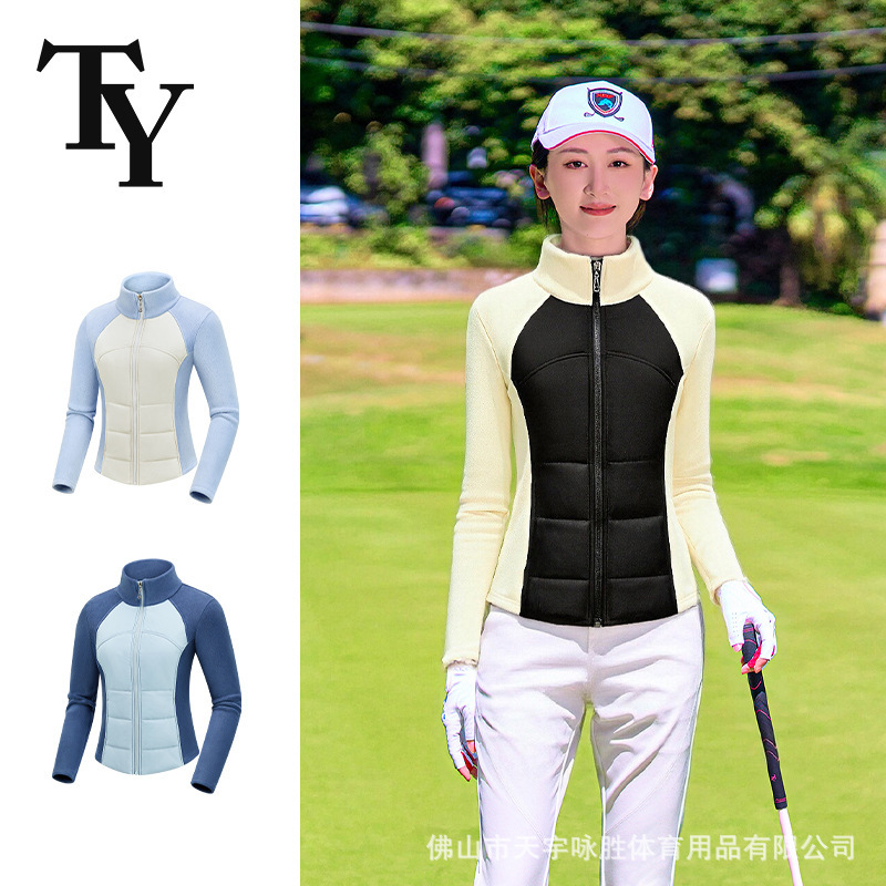 2025 New Golf Clothing Ladies Tops Autumn and Winter Thickened Warm Stand Collar Zipper Cardigan Top