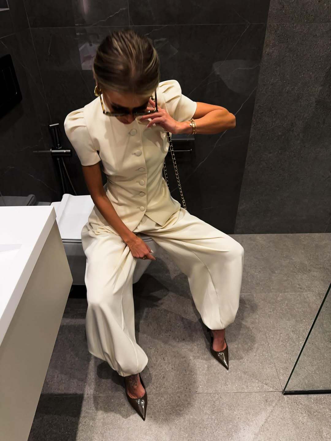 Elegant Women's Two-Piece Set: Blazer Style Jacket With High-Waisted Wide-Leg Trousers, Trendy Suit Outfit_ecoleips.com