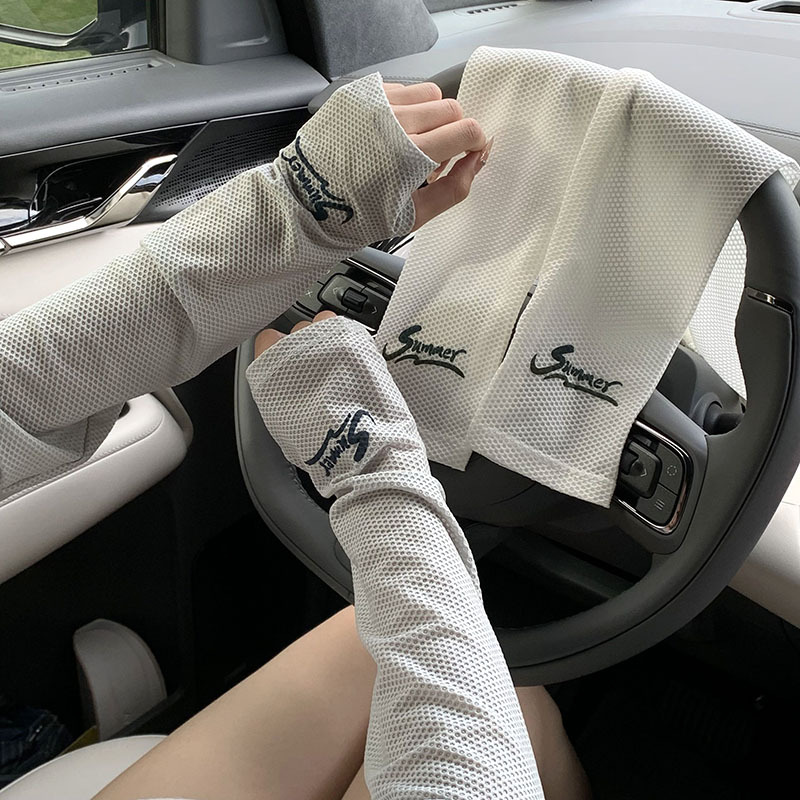 Mangas de hielo mangas de seda de hielo para mujer verano más tamaño suelto al aire libre hueca manga de brazo transpirable manga de protección solar manga de hielo