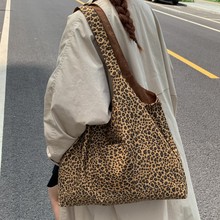 秋新款单肩包豹纹春夏粉色韩国双面印花2025背包托特包女