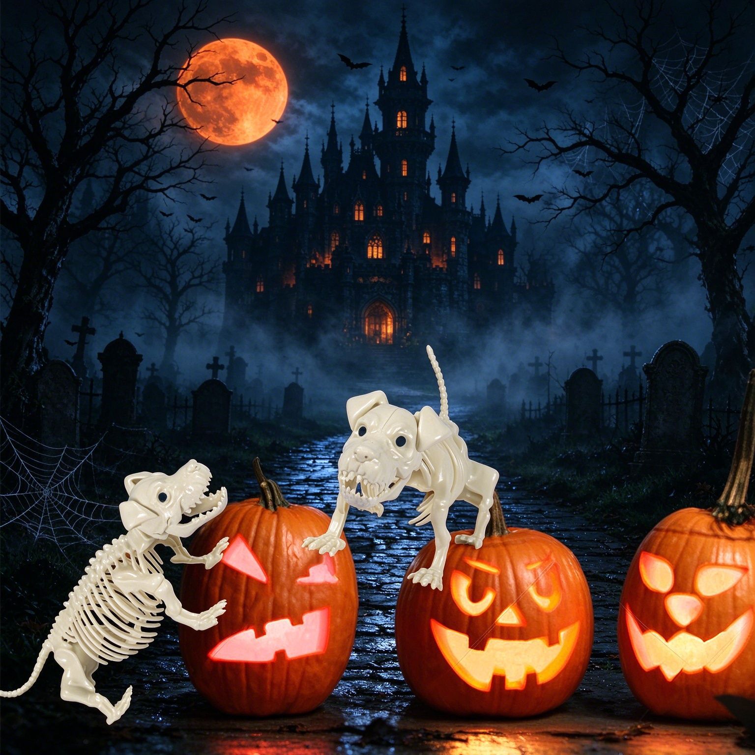Adorno de Esqueleto de Perro Shar Pei de Plástico con Articulaciones Ajustables para Fiesta de Halloween