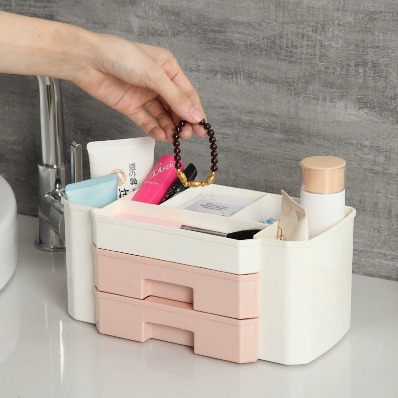 Настольный ящик для хранения выдвижного типа косметическая маска губная помада отделение для ухода за кожей пластиковый ящик для хранения Бытовая Органайзер