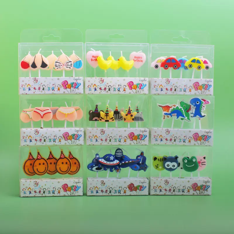卡通可爱生日蜡烛儿童周岁派对烘焙装饰创意动物无烟蛋糕蜡烛批发