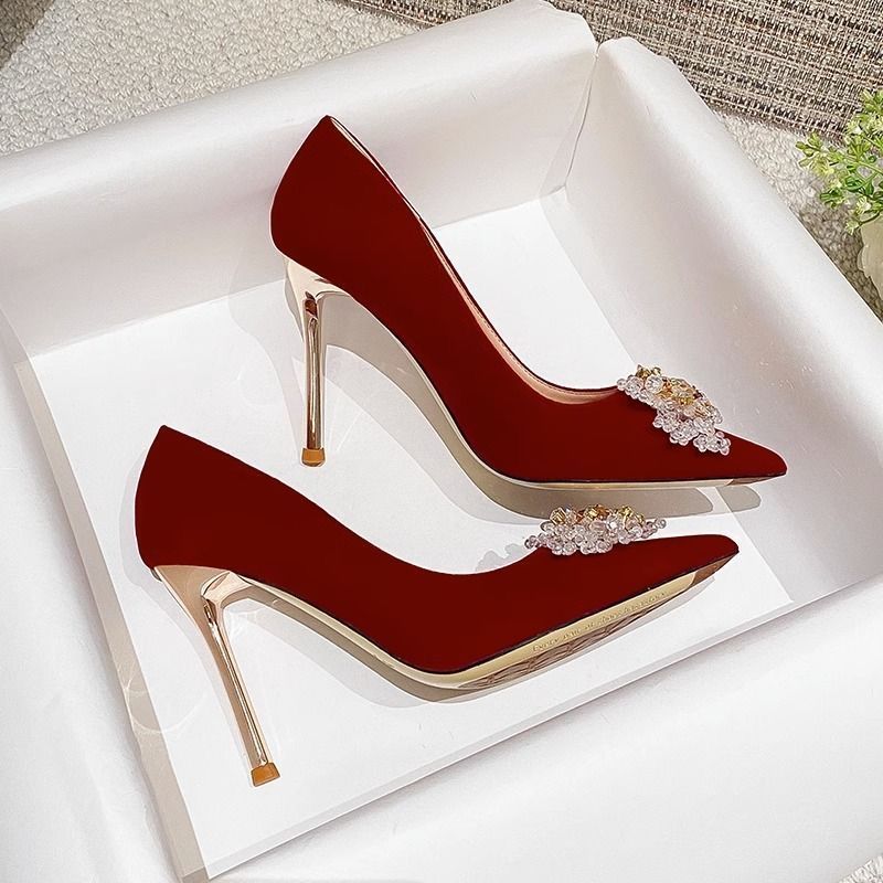 Wedding shoes bridal shoes red stiletto heels 2024 New toast Chinese Xiuhe clothing wide-leg wedding shoes