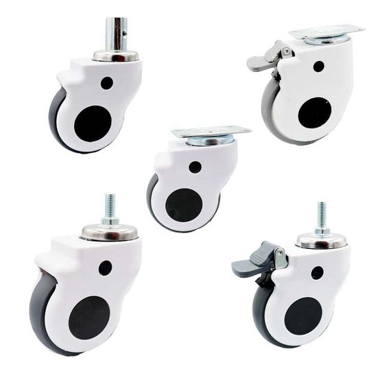 Factory direct casters flat bottom medical bread wheel 3 inch 4 inch 5 inch TPR rubber silent screw brake universal wheel