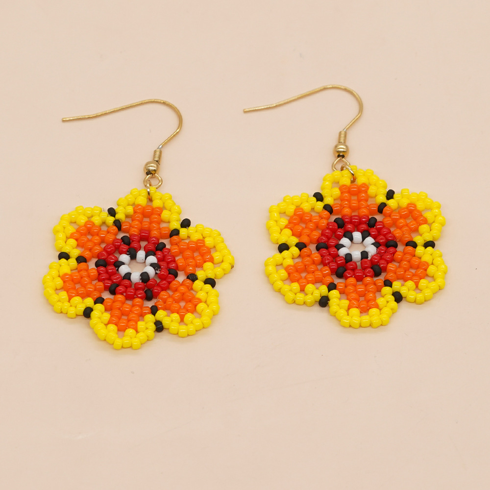 Glass Material Flower Pattern Women'S Gender Simple Style Style Wholesale Jewelry 1 Pair Simple Style Flower Glass Drop Earrings