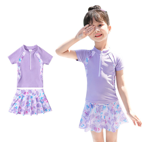 Children's swimsuits for girls, middle and large children, girls' swimsuits  summer new baby cute swimming equipment