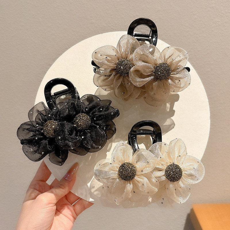 Brilliant Diamond Flower Shark Clip Women's 2025 Light Luxury Back of Head Hairpin Fashion Grab Clip Headwear Hairpin