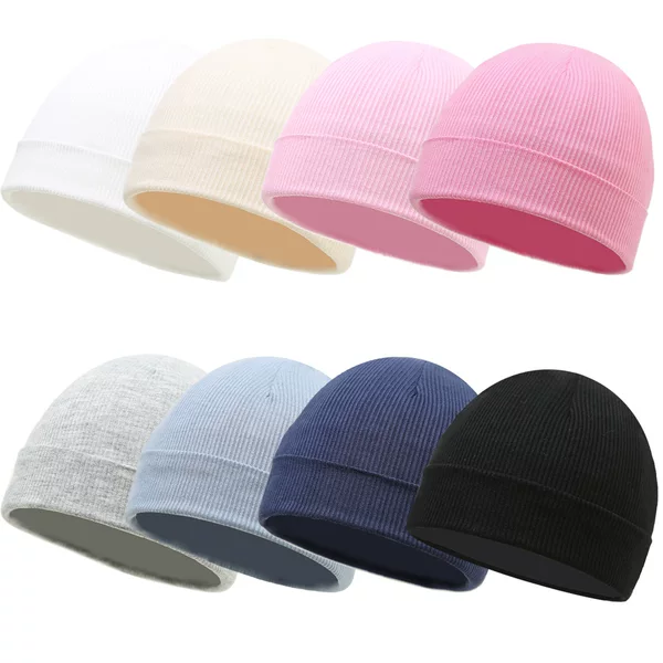 Temu New Baby Knitted Pullover Hat Solid Color Ribbed Warm Baby Hat 0-1 Years Old Unisex Cross-Border