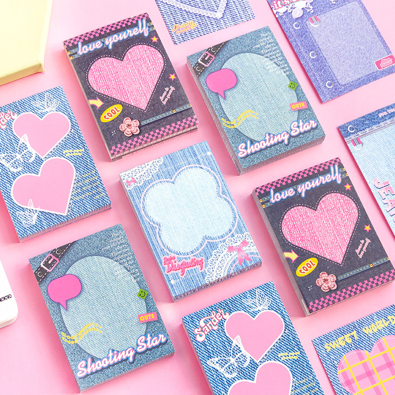 寄語 傑克二三事牛仔便簽 韓系高顏值手帳打底素材留言便條 4款