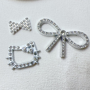 New Rhinestone Bow Hole Shoe Accessories Mobile Phone Case Accessories Clothing Accessories Accessories Diamond Cat Head Jewelry