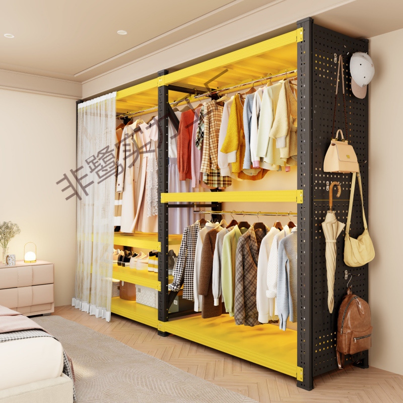 货架式衣柜简易衣架组合鞋柜落地多层衣帽间收纳架子开放式衣帽架