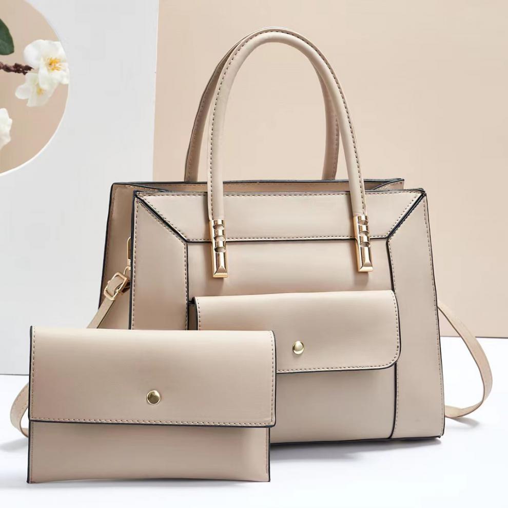 Pu Leather Material Solid Color Pattern Women's Large Pu Leather Solid Color Vintage Style Classic Style Square Zipper Bag Sets