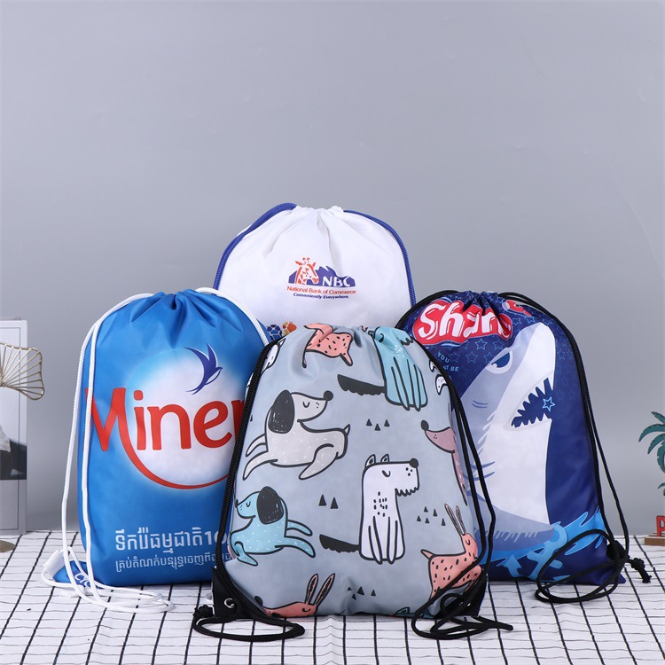 彩印广告双肩背包袋 鞋服防尘收纳涤纶布袋 双抽绳束口袋可印logo