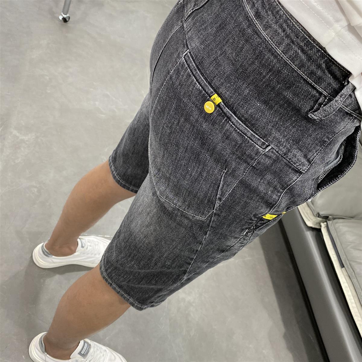 Short en jean délavé élastique Ash pour hommes, marque tendance d'été, mince, nouveau, polyvalent, coupe slim, populaire, version coréenne cinq_voghion.com