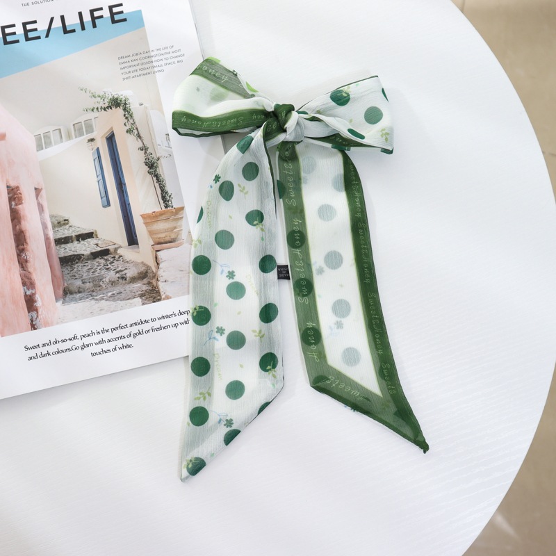 Verano delgada estrecha larga bufanda de seda Cinturón Verde banda de pelo cinta corbata bolsa accesorios de gasa decorativa trenzada corbata de pelo