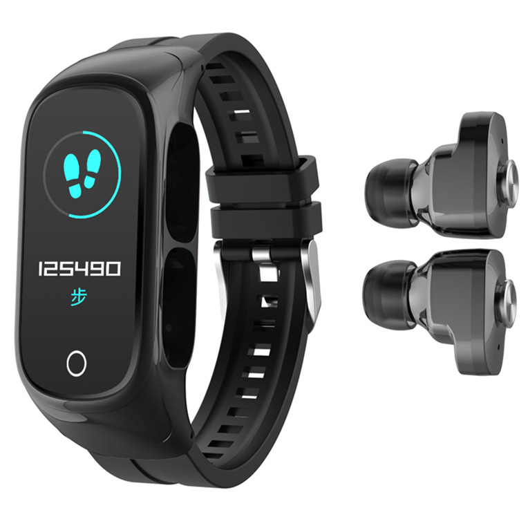 Nuevos productos transfronterizos N8 pulsera inteligente auriculares Bluetooth 2 en 1 recordatorio de información de llamada pulsera inteligente multifuncional