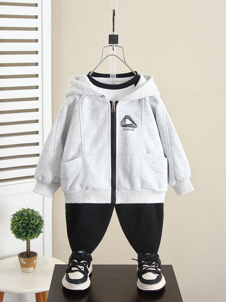 6305 Suéter de punto de primavera y otoño para niños Cárdigan con capucha para otoño para niños 2024 Nuevo top de otoño para bebés para niños