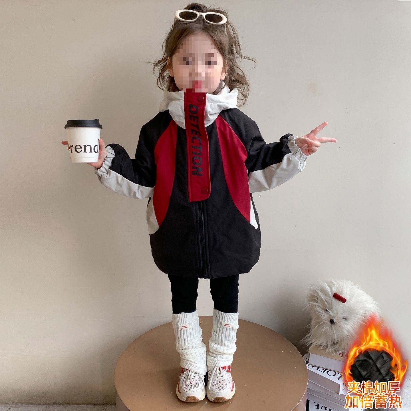 女童夹棉外套2025新款洋气女宝宝秋冬加厚二棉冲锋衣儿童夹棉外套