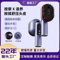 跨境新款电动按摩梳家用电动喷雾生发梳头部精油雾化头皮上药仪器