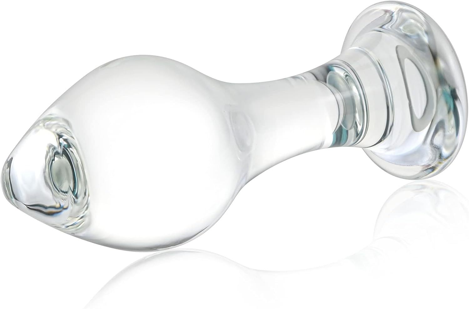 Crystal Glass Anal Plug with Beaded Design, Transparent Small Size for Beginners — detail image 3