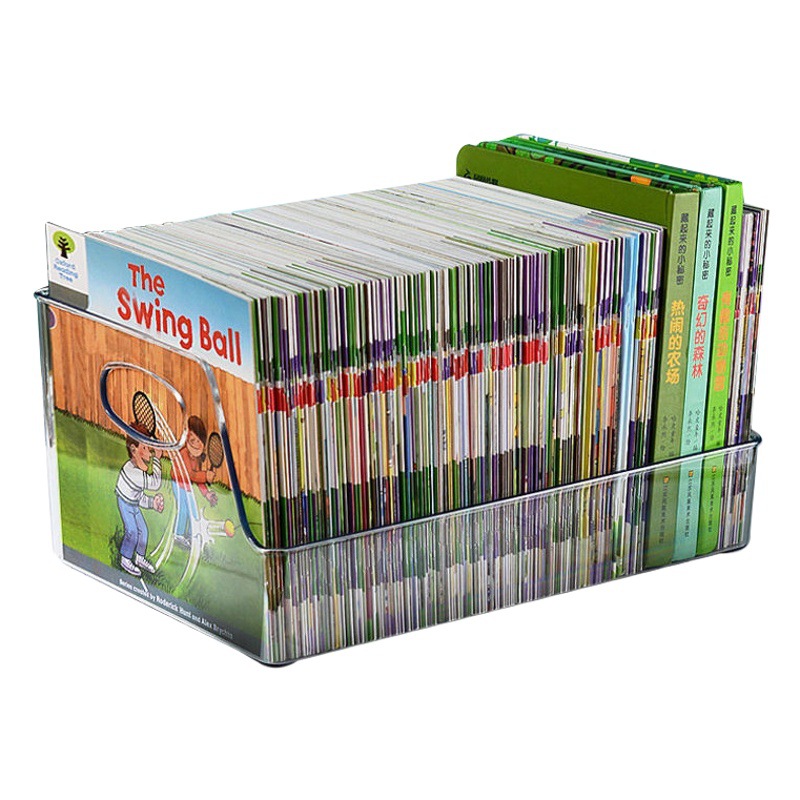 Caja de almacenamiento de libros transparente estudiante niños Foto Libro escritorio organización artefacto Almacenamiento de escritorio estante A4 estantería cesta de almacenamiento