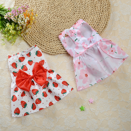 Small Dog Floral Princess Dress Cat  Spring Teddy New Pet Cute Dog Dress Summer Thin Style
