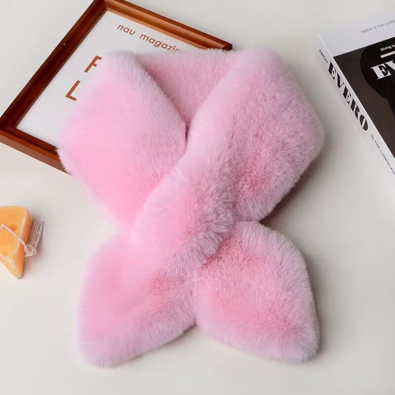 卸売りはウサギの毛のマフラーの男女の純色の秋の冬の学生をまねて首を囲んで毛の保温のマフラーの両面をまねます。