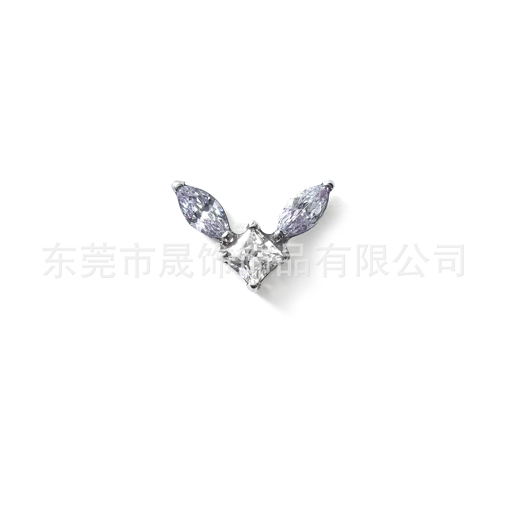 F136钛合金马眼方锆耳钉镶5A锆石耳骨钉G23钛内螺纹唇钉穿刺饰品