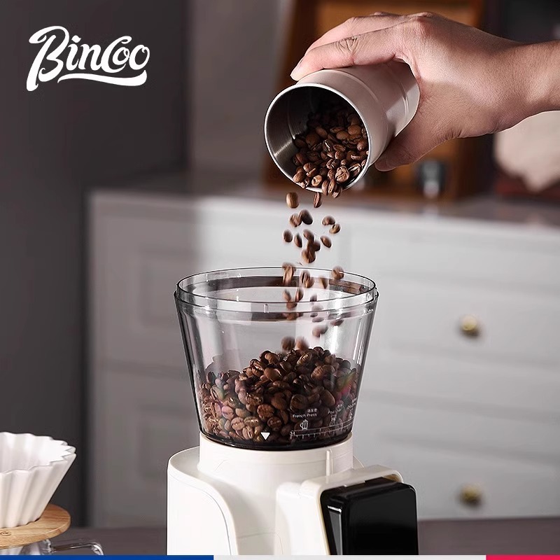 Molinillo de granos eléctrico Bincoo Molinillo de granos de café automático Máquina de café doméstica Máquina de molienda italiana de mano
