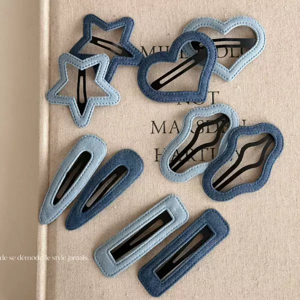 Denim blue fabric bb clip cute dopamine baby hair clip broken hair side clip bangs hair accessories new