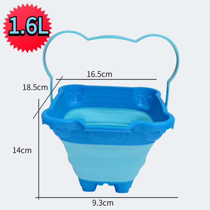 Barril de mano de castillo de playa plegable transfronterizo 2L bebé jugando en el agua arena goma suave retráctil cubo de silicona al por mayor