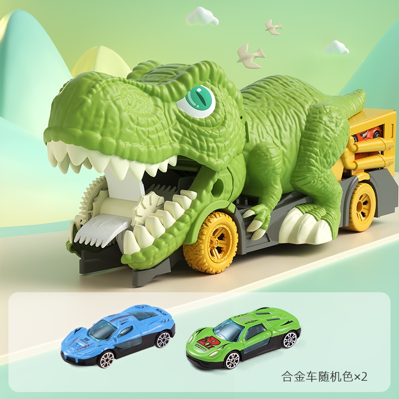Coche de juguete de dinosaurio grande para niños, coche de aleación con retroceso, coche con almacenamiento de mapas, coche de juguete de dinosaurio para niños