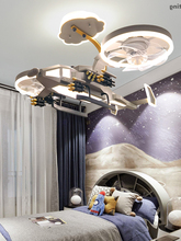 房飛機燈卧室阿凡達直升機風扇燈創意造型裝飾遙控吸頂燈